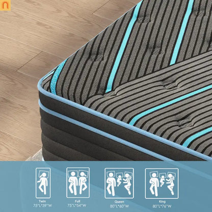 Hybrid Queen Mattress 12" Memory Foam Pocket Spring