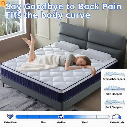 Mattress Hybrid Gel Memory Foam Pocket Coils Twin XL 10in Edge Support