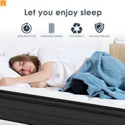 Mattress Hybrid Memory Foam Pocket Coils 12in Queen Medium Firm