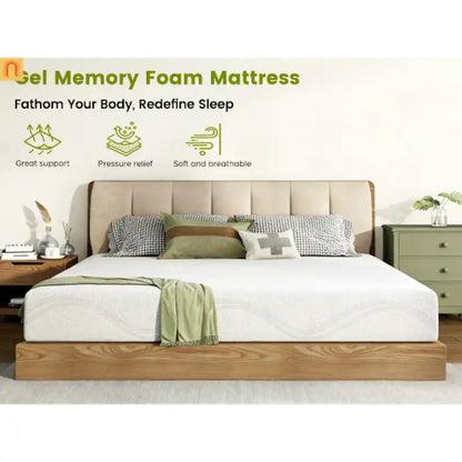Mattress Memory Foam White Queen 12in Washable Removable Cover