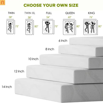 Mattress Memory Foam White Queen 12in Washable Removable Cover
