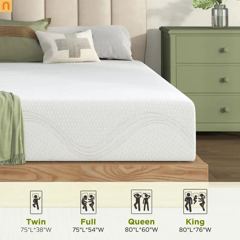 Mattress Memory Foam Twin 10in Cooling Gel Green Tea Washable Cover