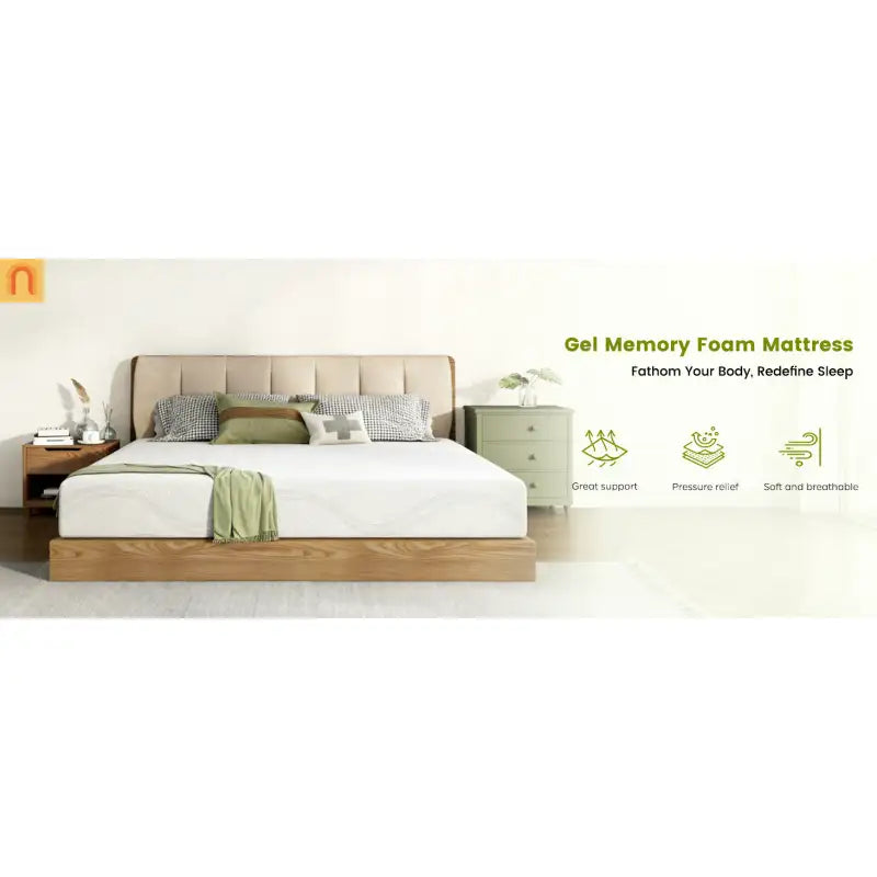 Mattress Memory Foam Twin 10in Cooling Gel Green Tea Washable Cover