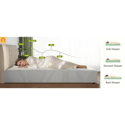 Mattress Memory Foam Twin 10in Cooling Gel Green Tea Washable Cover
