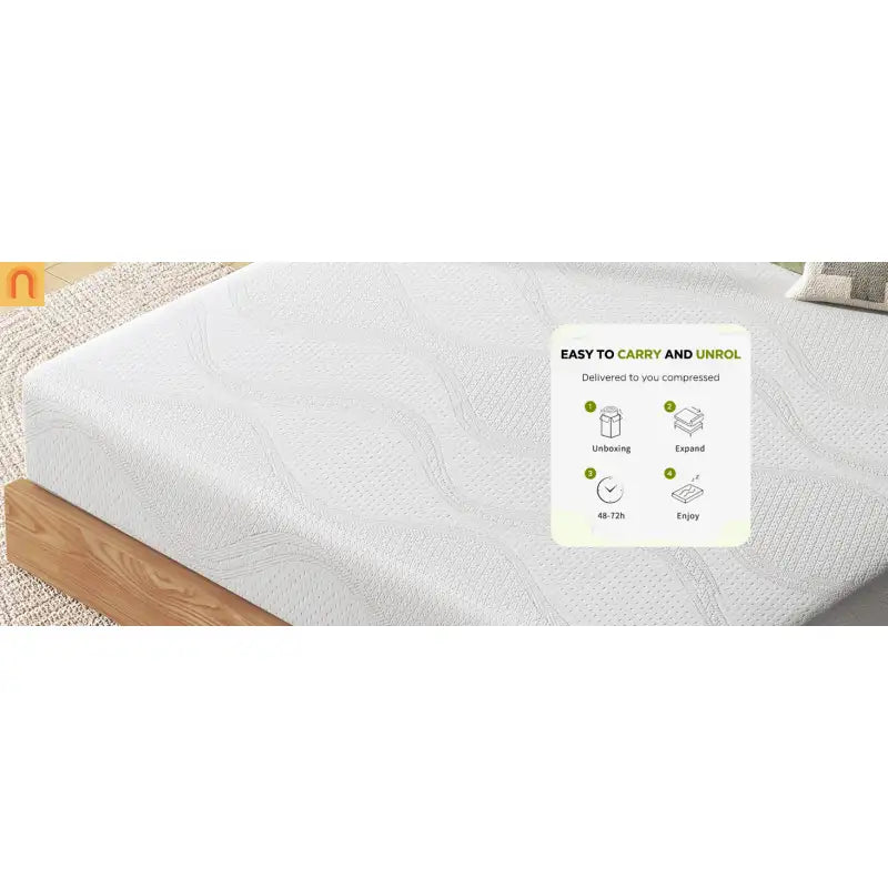 Mattress Memory Foam Twin 10in Cooling Gel Green Tea Washable Cover