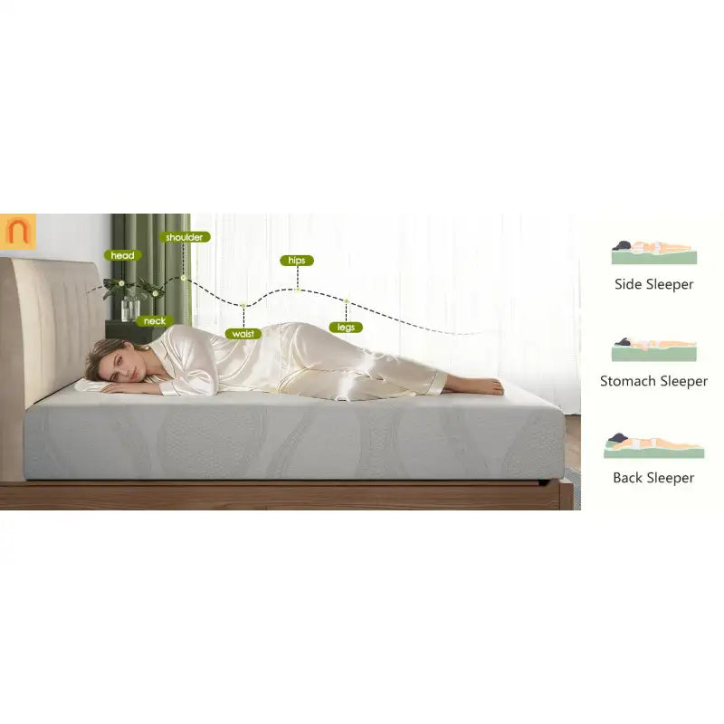 Mattress Memory Foam White King 10in Cooling Gel Washable Cover