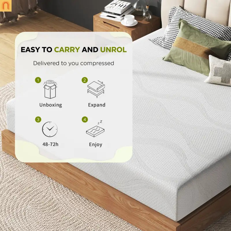 Mattress Memory Foam White King 10in Cooling Gel Washable Cover