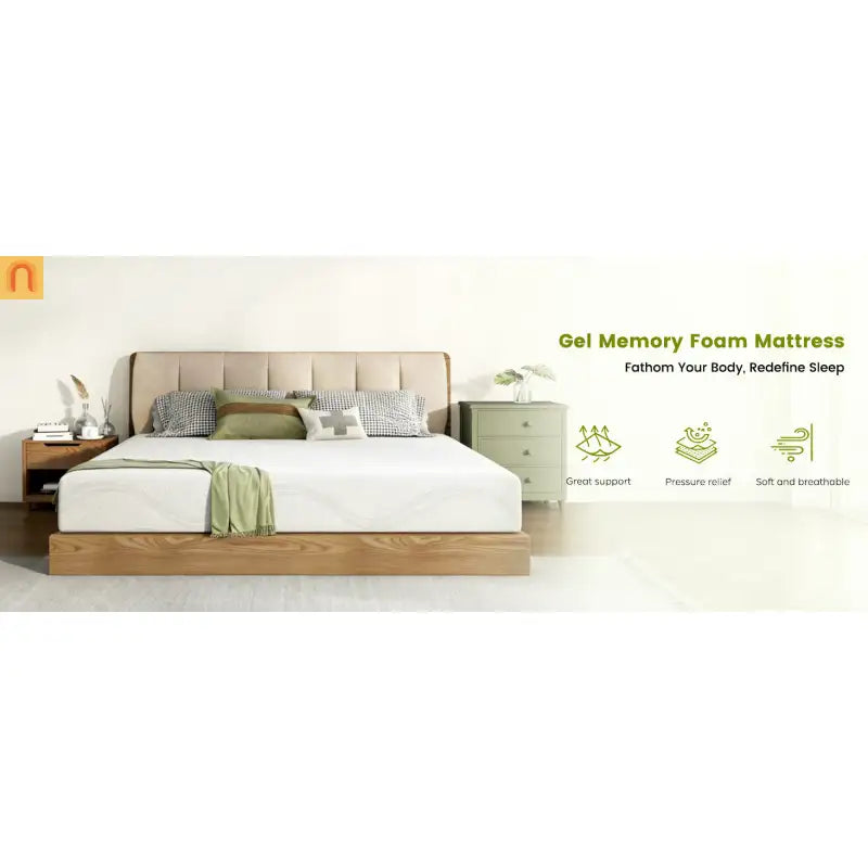 Mattress Memory Foam White Full 12in Cooling Gel Washable Cover