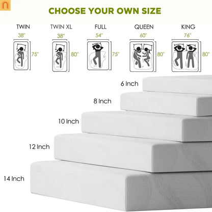 Mattress Memory Foam White Full 12in Cooling Gel Washable Cover