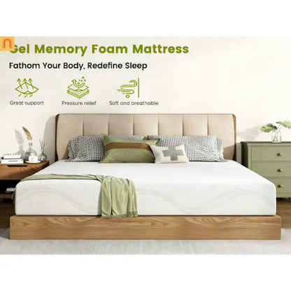 Mattress Memory Foam White King 12in Gel Cooling Layers