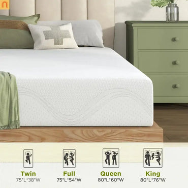 Mattress Memory Foam White Twin 12in Cooling Gel Washable Cover