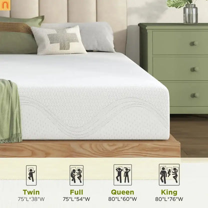 Mattress Memory Foam White Twin 12in Cooling Gel Washable Cover