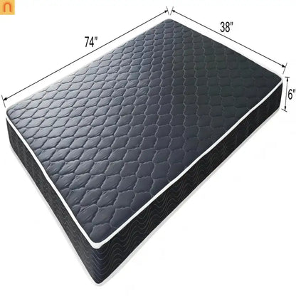 Mattress Foam Twin 6in Navy Blue Waterproof Quilted Cover