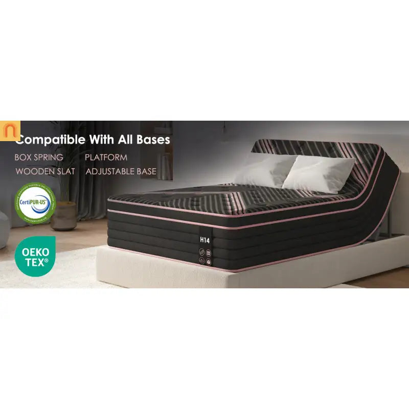 Mattress Hybrid Pocket Springs Memory Foam Black Queen 10in