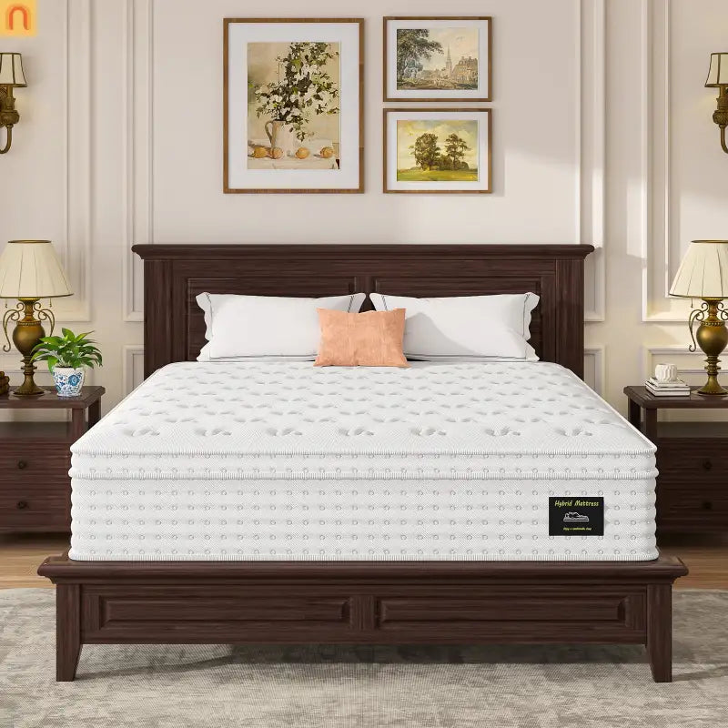 Mattress Hybrid Memory Foam Wrapped Coils 14in Queen Medium Firm