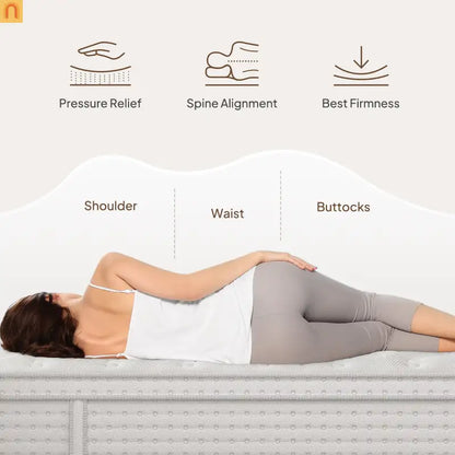 Mattress Hybrid Memory Foam Wrapped Coils 14in Queen Medium Firm