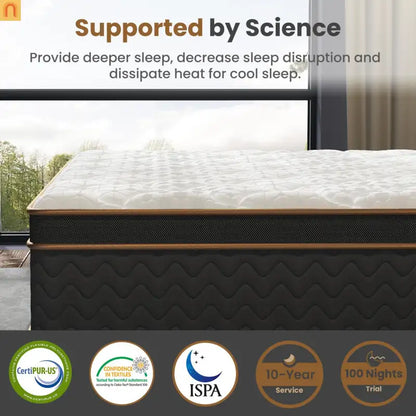 Mattress Hybrid Plush Gel Memory Foam Pocket Springs Queen 10in
