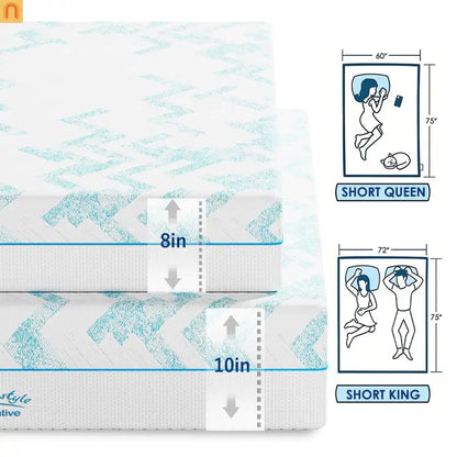 Mattress Gel Memory Foam Medium Firm 8in Short Queen RV