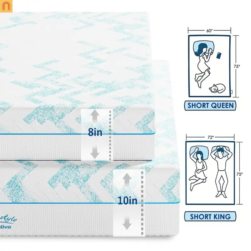 Mattress Memory Foam Short Queen RV 10in Cooling Gel Breathable