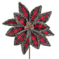 Wool Edged Plaid Poinsettia Pick - 14 Inch