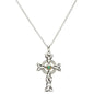 Trinity Knot Diamond And Emerald Silver Celtic Cross Necklace