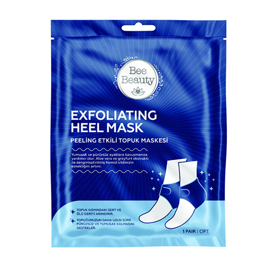 Bee Beauty Exfoliating Heel Mask - Softens Heel Skin, Removes Dead Skin Cells - Aloe Vera & Grapefruit Extract