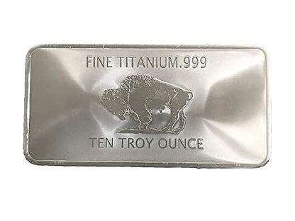 10 Ounce OZ 999 Fine Solid Titanium Precious Metal American Buffalo Bar Ingot Bullion Ti Element Chemistry Proof Mint Coin