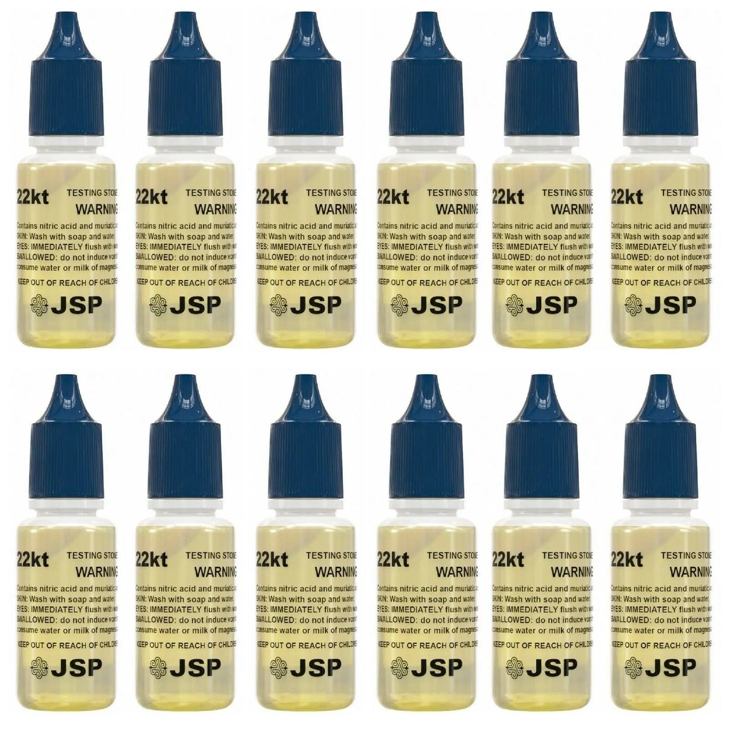 24 JSP Gold Test Bottles - 12 of 10K and 12 of 22K Acid Karat Testing Solution Jewelry Tester for Metals