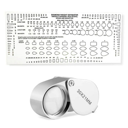 Jewelers 30X Eye Loupe Magnifier with Diamond & Stone Estimator Gauge Tool