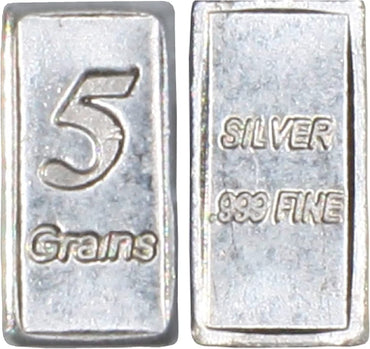 Lot of 10-5 Grain Solid Silver .999 Pure Fine Bars Precious Metals 1 Gram of Silver in Total