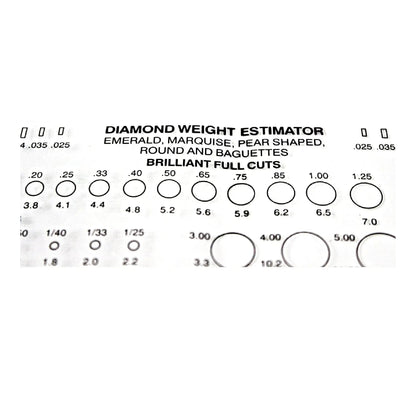 DIAMOND SIZE Chart CARAT Estimator Jeweler tool gemstone Measurement Weight baguette stones cz emeralds marquis pear-shaped round full cuts