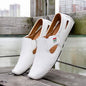 Men Casual Shoes Slip on Hollow Leather Men Shoes
