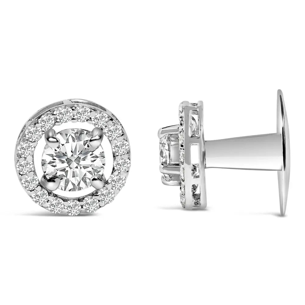 Men's 14K White Gold 1 3/4 Cttw Lab Grown Diamond Halo Cufflinks