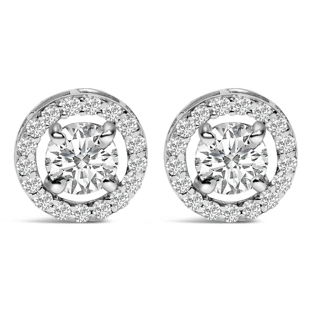 Men's 14K White Gold 1 3/4 Cttw Lab Grown Diamond Halo Cufflinks