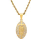 Men's 18k Gold Plated Stainless Steel and Simulated Diamonds American Football Pendant
