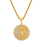 Men's 18k Gold Plated Stainless Steel and Simulated Diamonds Prayer Hands Pendant