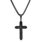 Men's Black IP Stainless Steel Cross with Simulated Black Diamonds Pendant