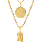 Men's Box Chain Double Row Pendant and Jesus Head Necklace