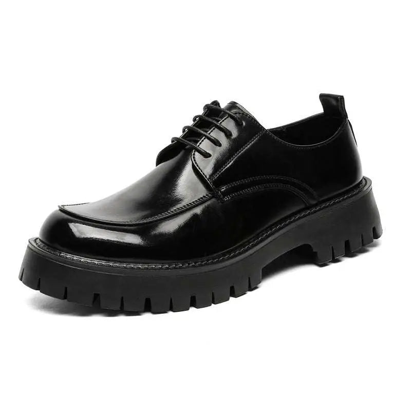Men's Casual Leather Shoes with Red Stitching
