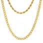 Men's Cuban and Rope Chain Double Row Necklace