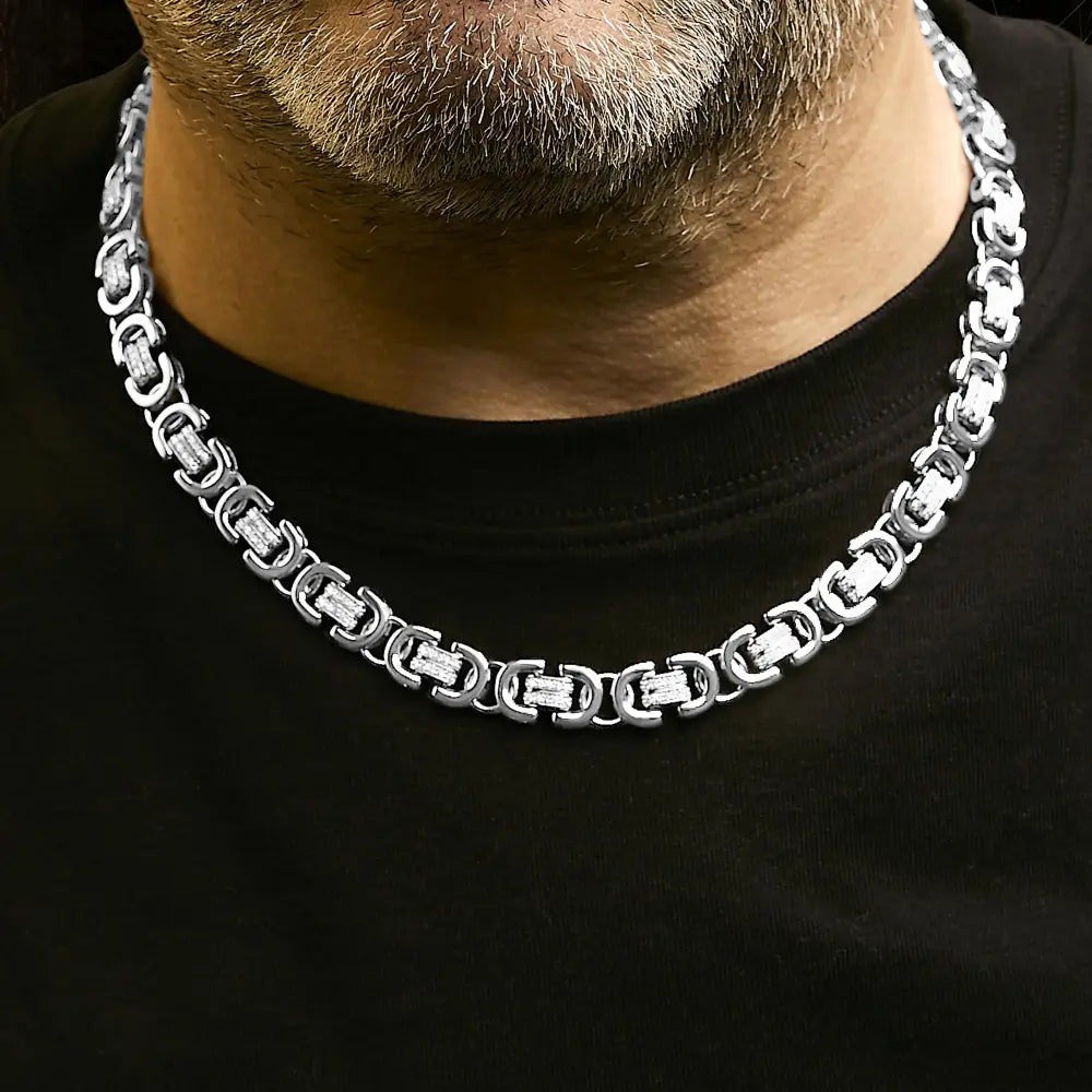 Men's Diamond Eternity Station Necklace in Sterling Silver – 2.50 ct