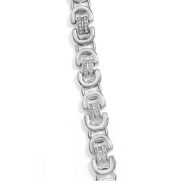 Men's Diamond Eternity Station Necklace in Sterling Silver – 2.50 ct