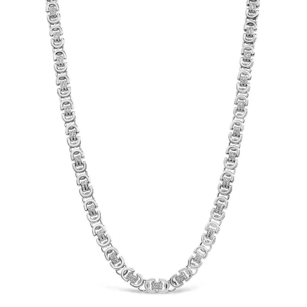 Men's Diamond Eternity Station Necklace in Sterling Silver – 2.50 ct