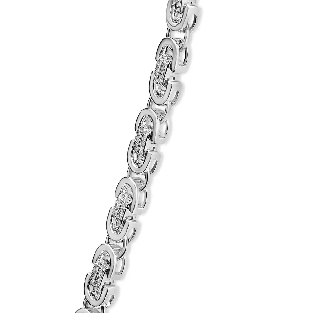 Men's Diamond Eternity Station Necklace in Sterling Silver – 2.50 ct