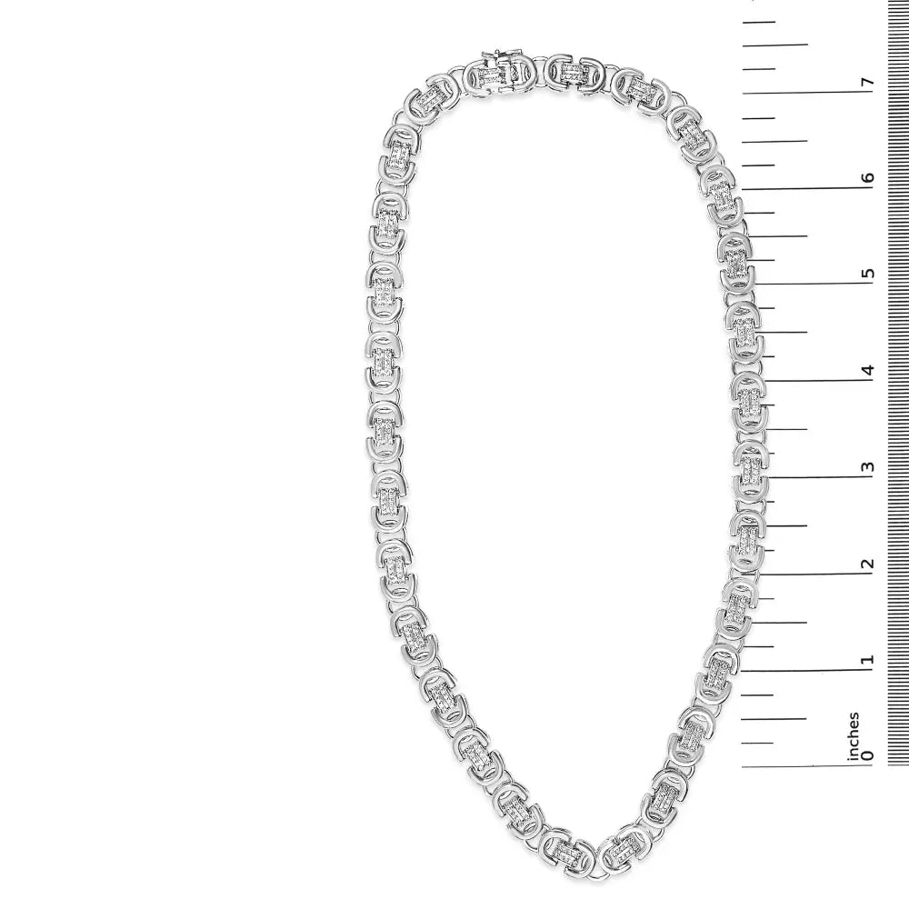 Men's Diamond Eternity Station Necklace in Sterling Silver – 2.50 ct
