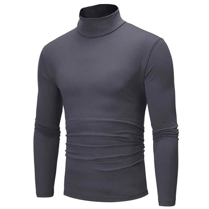 Men's Pure Color T-Shirt Thermal Mock Turtleneck Long Sleeve Tops