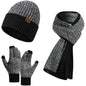 Men's Scarf and Beanie Hat Themal Gloves Set
