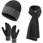 Men's Scarf and Beanie Hat Themal Gloves Set