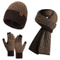 Men's Scarf and Beanie Hat Themal Gloves Set