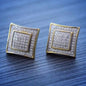 Men's Solid 14k Gold Large Square Lab Diamond Screw Back Earrings